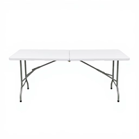 Table pliante de haute qualité en HDPE de 1,8 m, blanche, bon marché, pour l'extérieur, le jardin, table rectangulaire pliante de 6 pieds