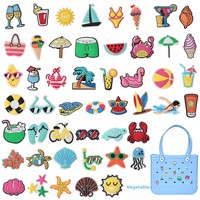 Accessoires Boggbag : Pendentif de sac en plastique avec lettres et fleurs, breloque de baseball, motif dessin animé mignon, pour décoration de sac de plage