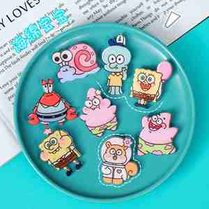 Broche Promocional al por Mayor de Bob Esponja, Lindo Broche de Acrílico con Diseño de Dibujos Animados, Pequeño Insignia Decorativa para Regalo - Product Image 1