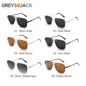 Gafas de Sol Polarizadas para Hombre Grey Jack, Montura Metálica, Lentes Negras y Marrones, Protección UV400, para Conducir al Aire Libre, a la Moda - Product Image 1