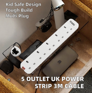 5 Steckdose 3 Meter Kabel Steckdosen leiste UK Standard Kinder sicherung Multi Plug Elektrische Verlängerung steckdosen Werkseitig hergestelltes SDK - Product Image 2