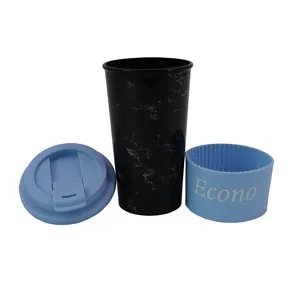 Taza de café de diseño Ins de moda moderna ecológica de 450mL, taza de plástico de viaje personalizada con tapa, café, agua, bebidas, regalo elegante