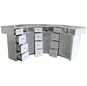 Escritorio de salón de <span class=keywords><strong>manicura</strong></span> de estilo francés, clásico, blanco, medio círculo, 5 años de vida, <span class=keywords><strong>2022</strong></span> - Product Image 1