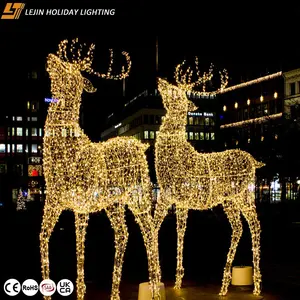 Custom outdoor christmas decorations 3D deer led motif lights for outdoor decoration