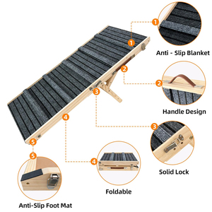 <span class=keywords><strong>Escaleras</strong></span> Plegables de Madera para Perros, Altura Ajustable, Rampa para Perros Pequeños y Grandes, para Sofá y Cama, con Tapete Antideslizante - Product Image 4