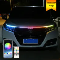 PEL1.5/1.8M 자동차 RGB 다채로운 LED 조명 바 후드 침투 DRL 스트립 유연한 원격 제어 장식 자동차 외부 램프