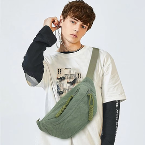 Marsupio a tracolla borse Casual a tracolla Multi Zip tasche con spalline regolabili da donna e da uomo borsa a tracolla in velluto a coste - Product Image 1