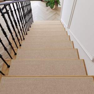 Alfombra minimalista para escaleras, rectangular, de color sólido, antideslizante, para escalones de madera - Product Image 1