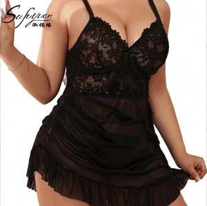 Robe camisole transparente sexy SFY4076, vêtements pour femmes grandes tailles, lingerie érotique avec jupe en dentelle et résille, vêtements pour femmes grandes tailles - Product Image 4