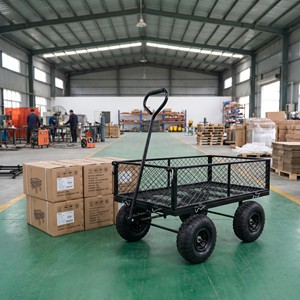 Black Steel Mesh 4-Wheel Utility <b>Cart</b> with D-Handle <b>for</b> Industrial Use - Product Image 4
