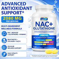 Lenm Collagène L-Glutathion Peau plus Lisse NAC Softgel CoQ10 Soutien Antioxydant Glutathion NAC Softgel