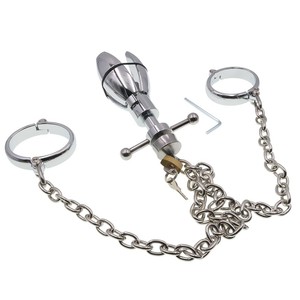 Conjunto de Juguetes Sexuales para Hombres y Mujeres, Brazalete Metálico Divertido para <span class=keywords><strong>Mujer</strong></span> con Abertura y Tapón Anal Combinado, No Resistente al Agua - Product Image 1