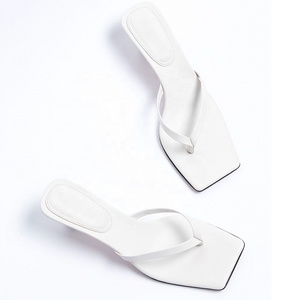 Sandalias de tacón alto con punta cuadrada para mujer, chanclas, 2021 - Product Image 6