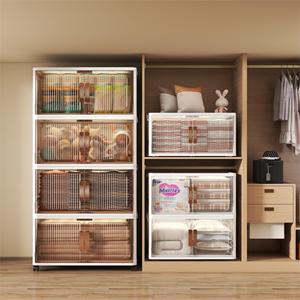 Haogle mới đến bán buôn có thể gập lại đôi cửa mở nhựa đóng mở hộp lưu trữ Stackable gấp nhựa lưu trữ hộp - Product Image 1