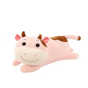 Sıcak satış moda süper yumuşak hayvan şekilli peluş yastık oyuncak inek dolması hayvan yastık