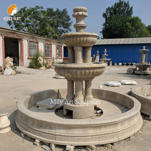 Fuente de Agua de Tres Niveles de Piedra de Mármol Blanco Grande MILY <span class=keywords><strong>para</strong></span> Decoración de Jardín Exterior, Estilo Moderno - Product Image 6