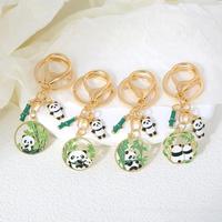 Großhandel Bunny Panda Schlüssel ring Gold Metall Nette grüne Blume Schlüssel anhänger Für Geschenk Damen