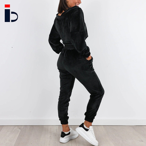 Venta caliente de invierno ropa de gimnasio Sexy cuello en V manga larga de las mujeres de sudaderas con capucha de <span class=keywords><strong>terciopelo</strong></span> - Product Image 4