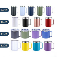 Mug de voyage isotherme en acier inoxydable à double paroi avec poignée, personnalisable avec logo par sublimation