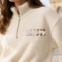 Applique brodée exclusive, superbe et sophistiquée, avec logo monogramme V entrelacé, pour patchs de créateurs de vêtements