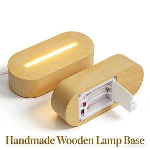 โคมไฟตั้งโต๊ะ LED ทันสมัย ฐานไม้ธรรมชาติ ใช้สาย USB หรือแบตเตอรี่รูปไข่ AAA <span class=keywords><strong>ไฟ</strong></span>กลางคืนอะคริลิค 3 มิติ สำหรับตกแต่งห้องนอน ของขวัญ DIY - Product Image 1