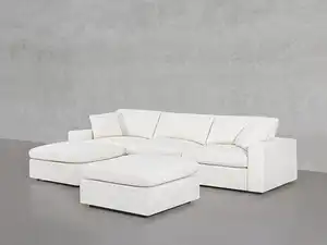 Sofá de nuvem para sala de estar com tecido de linho otomano, sofá minimalista de molde, chaise seccional