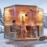 Sauna de Infrarrojos Eléctrica Portátil Moderna de Madera de Hemlock Canadiense con Panel de Control Computarizado 220V