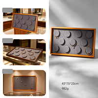 Présentoir à bijoux en bois massif pour bagues, colliers, bracelets et joncs, organisateur de rangement de luxe beige, accessoires de présentation pour diffusion en direct
