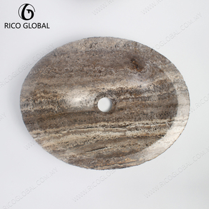 Natural Stone Vessel Basin Marble <b>Bathroom</b> Sink Freestanding Counter Polished <b>Rustic</b> Countertop <b>Vanity</b> 12L Capacity No Hole - Product Image 4