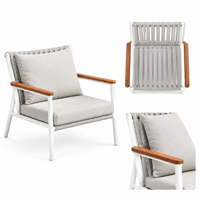 Ensemble de canapés d'extérieur modernes 4 pièces, mobilier de patio avec structure en aluminium, coussins en corde tressée pour jardin, terrasse, villa, complexe hôtelier