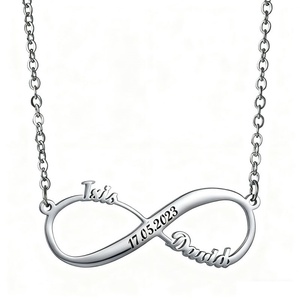 Collar de Acero Inoxidable con Letra Personalizada, Diseño Infinito, Chapado en Oro Sólido de 14k/18k, Resistente al Agua y al Deslustre, para Hombre y Mujer - Product Image 5