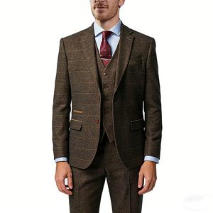 Traje de <span class=keywords><strong>Hombre</strong></span> Talla Grande, Chaqueta de <span class=keywords><strong>Tweed</strong></span> Color Bronceado, Corte Entallado, Traje de Negocios o Boda de Alta Calidad, Traje Casual Personalizado de Un Solo Pecho - Product Image 2