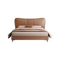 Lit de rangement moderne en cuir italien de luxe avec design ergonomique lumineux, tailles Queen et King, vente en gros