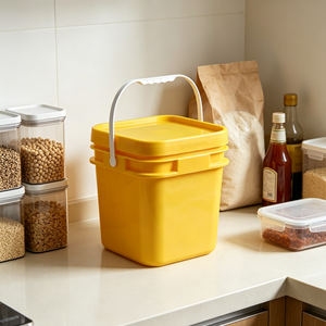 Seau carré en plastique robuste avec couvercle et poignée pour le stockage de peinture et de produits chimiques, vente en gros, OEM - Product Image 1