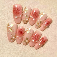 Lot de 30 faux ongles français en ABS, motif floral, à coller, personnalisables, pour salon de manucure