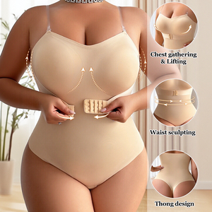 Body Modellante Taglia Grande ad Alta Elasticità con Design a <span class=keywords><strong>Perizoma</strong></span>, Controllo Medio, Stringente in Vita, Traspirante e Modellante - Product Image 4