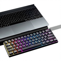 Clavier mécanique double mode 61 touches, interrupteurs bleus, rétroéclairage RGB, filaire et sans fil, câble détachable, pour jeux sur ordinateur