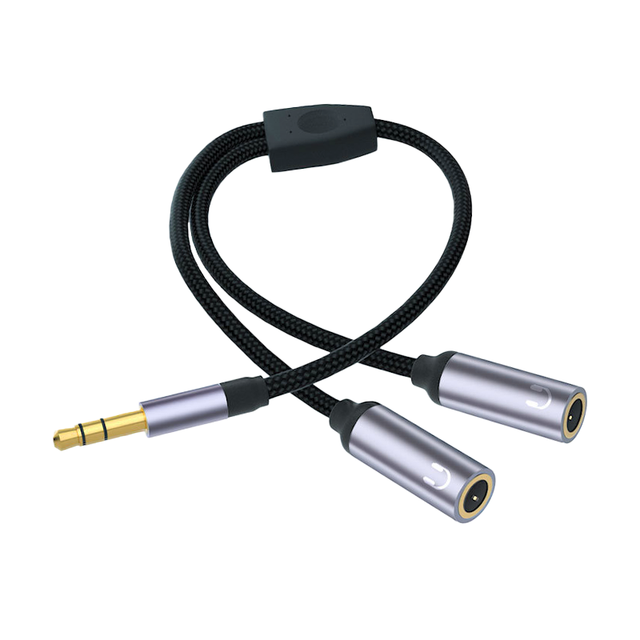 High Quality 2 in 1 Female to Dual 3.5mm Male Jack Audio Cable Custom 3.5mm 1/2 Headphone Y Splitter Aux Headset Adapter Cable