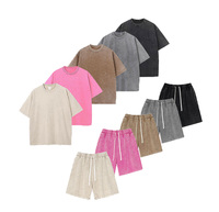 Survêtements unisexes pour adultes, fabricant de logos personnalisés, chemise surdimensionnée, ensembles de shorts de jogging, vêtements de sport, ensembles de t-shirts et de shorts délavés à l'acide