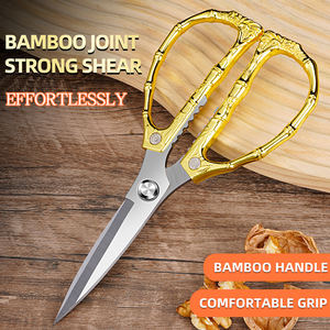 Tijeras domésticas con mango de aleación de zinc de bambú, tijeras de cocina, tijeras de corte de pollo de alta resistencia, tijeras para mariscos - Product Image 5