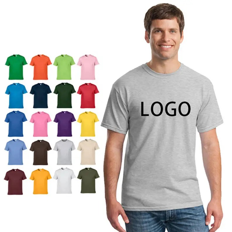 Camiseta de algodão masculina, cor branca macia, logotipo personalizado, camiseta 180gsm de impressão de transferência de calor para propaganda promocional