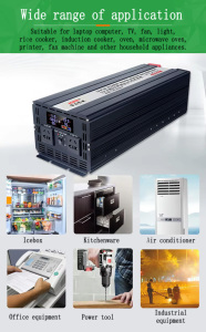 Inversor de Corriente Solar de Onda Sinusoidal Pura de 4000W, 12V AC, para Uso en Casa, Auto, Exteriores y Puestos de Mercado, con Entrada de Emergencia, HJ-UPS-12-4000S Pu - Product Image 6