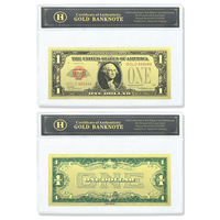 Ensemble de billets factices en dollars américains (1 à 100) avec feuille d'or, pour tournage de films et fêtes, carte commémorative