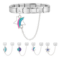 Bracelet à breloques italiennes multifonctionnel en acier inoxydable, module créatif DIY, double accessoire de bijouterie pour enfants