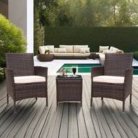 Ensemble de meubles de jardin modernes en acier et rotin PE, 3 pièces, confortable, table basse de bistrot, salon, hôtel