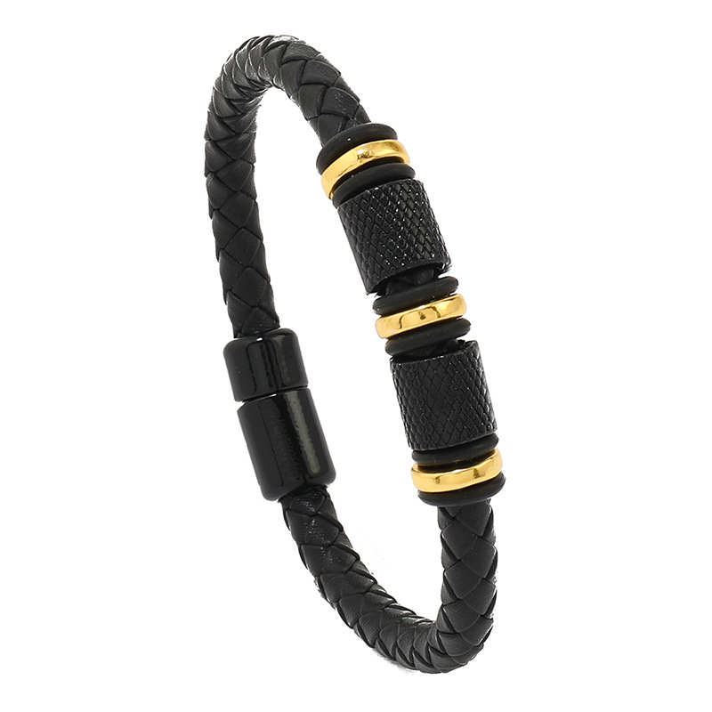 Trendy Men's Jewelry - Black Braided Leather Bracelet