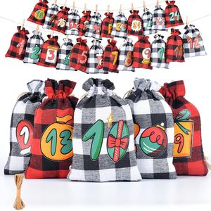 Bolsa de Regalo de Tela Personalizada con Diseños de Caramelo y Árbol de Navidad, Calendario de Adviento Mágico, Decoraciones para Desempacar con Alegría Diaria, Directo de Fábrica - Product Image 1