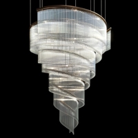 Lustre en spirale sur mesure, lampe suspendue LED moderne de luxe, luminaire en verre avec cadre doré pour hall d'hôtel, villa, escalier
