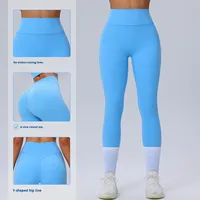 Pantalones de Yoga de Cintura Alta para Mujer, Nylon y Spandex, Sin Líneas Incómodas, Alta Elasticidad, Levanta Glúteos, Modelo F219