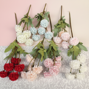 Lot de 5 mini-boules de chrysanthèmes en soie artificielle – Fleurs artisanales écologiques pour Thanksgiving et mariages - Product Image 1